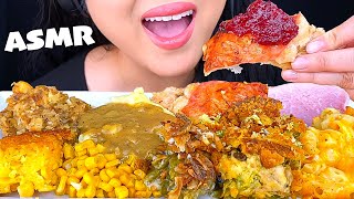 ASMR THANKSGIVING DINNER 10 DIFFERENT SIDE DISH LEFTOVERS 2021 EATING SOUNDS ASMR Phan [upl. by Nabois]