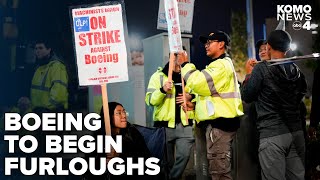 Boeing CEO says company will furlough employees soon to preserve cash during labor strike [upl. by Ayitahs593]