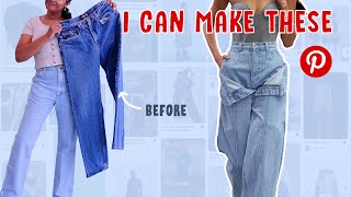 DIY Easy Low Waist to High Waist Jeans  Upcycle My Dream Pinterest Wardrobe [upl. by Enrahs]