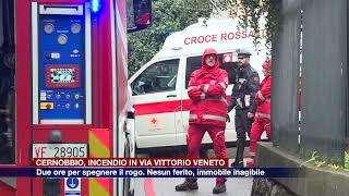 Etg  Cernobbio incendio in via Vittorio Veneto In azione tre squadre dei vigili del fuoco [upl. by Kayley]