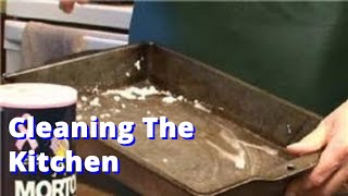 Cleaning The Kitchen  How to Clean BakedOn Grease From Cooking Pans [upl. by Ahsemat]