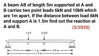 Numerical Problem based on Simply Supported Beam ll How to calculate Reaction of beam ll SOM l ME [upl. by Niehaus]