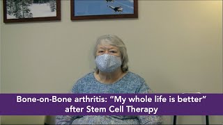 Marilyn quotMy whole life is betterquot after stem cell therapy for BoneonBone knee arthritis [upl. by Nevai553]