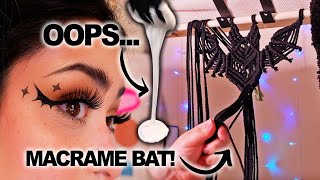 MAKING A MACRAME BAT 🦇 amp Big OOPSIE While Backing Rugs LIVE lol [upl. by Yliram726]