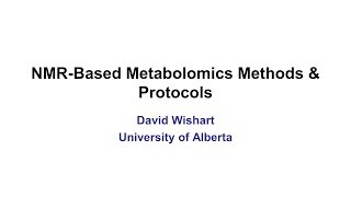 Lecture 2 NMRbased Metabolomics [upl. by Nahsaj]