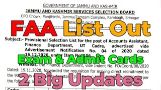 Provisional Selection List Accounts Assistant Finance exam date jkssb [upl. by Aitnohs835]