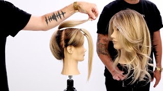 Butterfly Layered Haircut Tutorial Using Only 3 Ponytails  Easy To Follow [upl. by Anidene307]