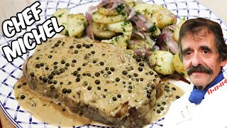 steak au poivre vert avec pommes de terre lyonnaise [upl. by Selestina]