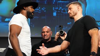 Jon Jones Denies Stipe MIocics Handshake At UFC 309 Press Conference  MMA Fighting [upl. by Sholley]