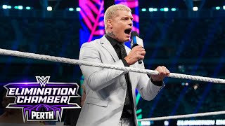 Cody Rhodes challenges The Rock to a match WWE Elimination Chamber 2024 highlights [upl. by Bigford]