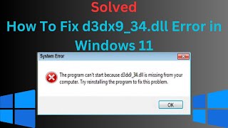 How To Fix d3dx934dll Error in Windows 11 [upl. by Eniamzaj]