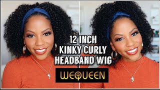 12 INCH KINKY CURLY HEADBAND WIG  WEQUEEN REVIEW [upl. by Junieta390]