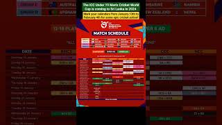 ICC Under 19 Mens Cricket World Cup 2024 Schedule scheduleu19worldcup u19worldcup2024schedule [upl. by Kravits411]