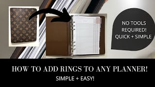 How to Add Rings to Your Planner Cover  Louis Vuitton Desk Agenda with Rings [upl. by Marna]