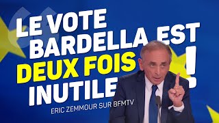 Éric Zemmour sur BFMTV  Le vote Bardella est deux fois inutile [upl. by Ibrek]