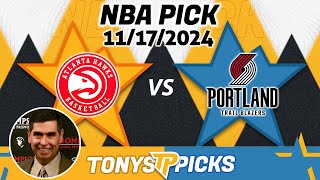 Atlanta Hawks vs Portland Trail blazers 111724 NBA Pick for Bet [upl. by Matthew]