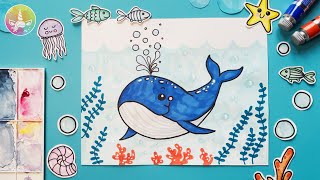 Come disegnare una meravigliosa balena 🐋 [upl. by Islaen812]