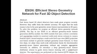 ESGN Efficient Stereo Geometry Network for Fast 3D Object Detection [upl. by Adiaros371]