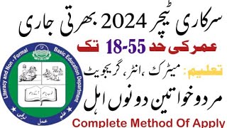 Literacy Non Fromal Basic Education Department Jobs 2024  New Government Teachers Jobs 2024 [upl. by Macmillan]