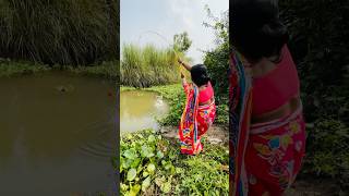 Village lady unique hook fishing in the mud water fishingtechniques hookfishing shorts fishing [upl. by Yahska]