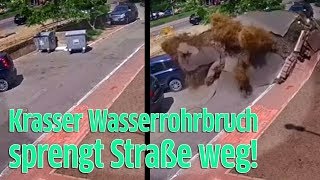 Kiew Wasserrohrbruch reißt Straße auseinander und verursacht Schlammlawine [upl. by Aissilem]