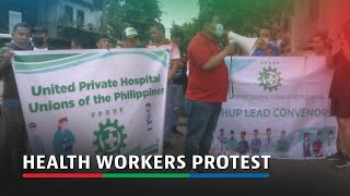 Health workers protest outside DOH  ABS  CBN News [upl. by Malcolm]