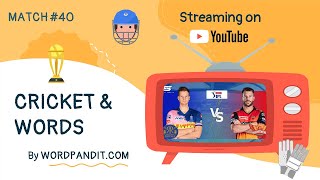 IPL2020 Match40  RR vs SRH  Rajasthan Royals vs Sunrisers Hyderabad Learn Words with WP [upl. by Yk884]