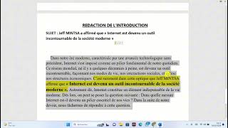 Méthodologie Travail décriture  LINTRODUCTION  texte argumentatif en Français [upl. by Monah104]