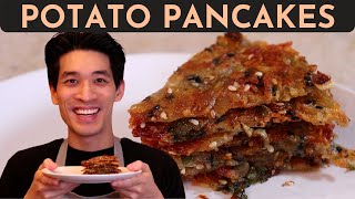 The CRISPIEST Potato Pancakes without Eggs VEGAN amp GLUTEN FREE  Chinese Style  Danlicious Food [upl. by Dew]