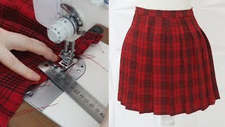 DIY Pleated Skirt Easy Method without Using a Fork  Box Pleated Skirt Step by Step in 5 min [upl. by Joung]