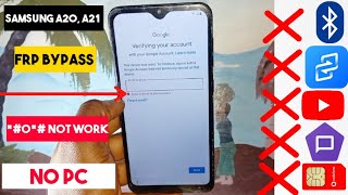 Samsung A20 A20s A21 Frp Bypass  SMA205 SMA215 Google Account Bypass  Without Pc [upl. by Hebner]