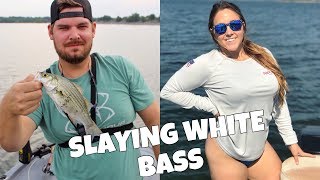 SLAYING WHITE BASS ON LAKE LAVON  DALLAS TX FISHING [upl. by Sayers]