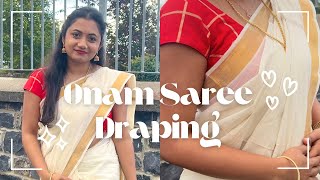 Saree draping for beginners  Onam look  Kasavu saree draping 🌼✨ [upl. by Bartel]