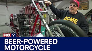 Man makes beerpowered motorcycle [upl. by Oirad127]