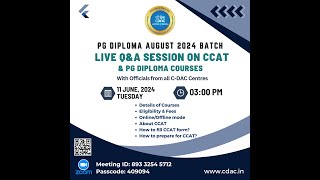 CCAT For PG Diploma Courses Of August 2024 Batch at CDAC [upl. by Scholz]