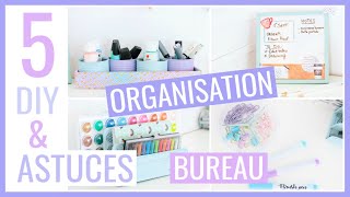 5 DIY amp ASTUCES FACILES  BUREAU  Rangement amp Organisation [upl. by Ahsoyek214]