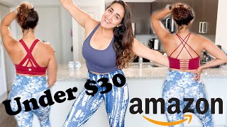 Testing Amazon Sport bras under 30  Activewear try on Haul Review [upl. by Refenej]