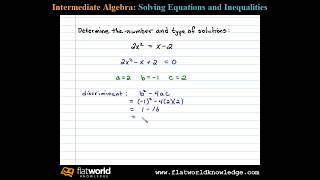 Discriminant of a Quadratic Equation  Algebra IA 060202 [upl. by Pickar]