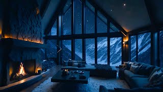 smooth music mix snowfall and crackling fireplace for calm room [upl. by Akimed501]