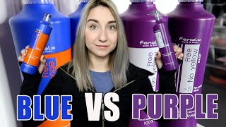 BLUE VS PURPLE SHAMPOO FOR BLONDES Fanola Shampoo Review [upl. by Cita]