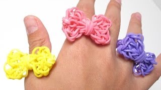 Rainbow Loom 蝴蝶結戒指Bow Ring  彩虹編織器中文教學 [upl. by Immot]