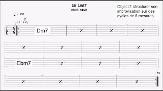 SO WHAT MILES DAVIS BACKING TRACK SLOW SOLO CHANGE CYCLE OF 8 BARS DEEP WORK [upl. by Uund]