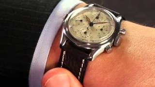 Universal Stainless Steel Dual Time Zone quotAero Compaxquot Chronograph wristwatch  Watch Shop [upl. by Eenattirb]