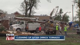 Cleaning up after Orrick tornado [upl. by Ahsii]