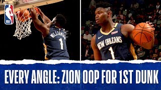 Every Angle Zion Slams It Home For First NBA Dunk [upl. by Ahsak496]