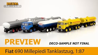 Brekina Preview 187 Fiat 690 Millepiedi Tanker Truck [upl. by Toomay]