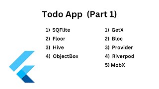 Flutter Todo App  Getx  Bloc  Riverpod  MobX  TDD  SQFlite  Hive part 1 [upl. by Dole]