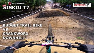 Budget Trail Bike Takes On Crankworx Downhill Part 1  Polygon Siskiu T7 [upl. by Guttery]