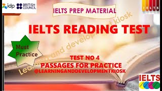 IELTS Reading Practice Test no 4  2024 with Answers  Test No  4  Practice Passage [upl. by Ysirhc]