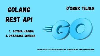 Golang  Rest API Loyiha  Ozbek tilida [upl. by Nelag]